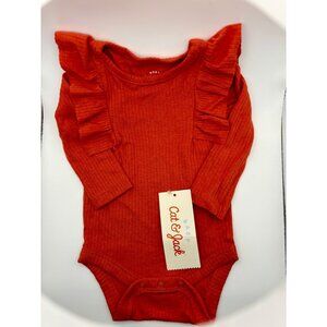 Newborn Baby Girls Cat & & Jack Bodysuit One Piece Ruffle Long Sleeve Ruffle Red